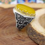 انگشتر شرف الشمس نقره مردانه طرح یامهدی (عج) یاحسین (ع) - Image 3