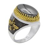 انگشتر حدید صینی نقره مردانه طرح فروهر +حکاکی‌‌‌