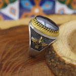 انگشتر حدید صینی نقره مردانه طرح فروهر +حکاکی‌‌‌ - Image 2