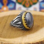 انگشتر حدید صینی نقره مردانه طرح ذوالفقار + حکاکی - Image 3