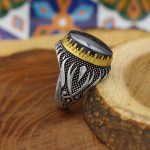 انگشتر حدید صینی نقره مردانه طرح ذوالفقار + حکاکی - Image 2