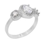 حلقه تک نگین نقره زنانه طرح نرگس