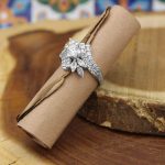 حلقه تک نگین نقره زنانه طرح عسل - Image 2