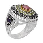 انگشتر چند سنگ نقره مردانه طرح کوهیار