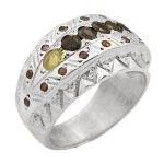 انگشتر چند سنگ نقره مردانه دست ساز طرح مبارز