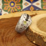 انگشتر چند سنگ نقره مردانه دست ساز طرح مبارز - Image 2