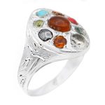 انگشتر چند سنگ نقره زنانه و مردانه دست ساز طرح جماران + حرز امام جواد (ع)