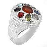 انگشتر چند سنگ نقره زنانه و مردانه دست ساز طرح شاهچراغ + حرز امام جواد (ع)