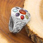 انگشتر چند سنگ نقره زنانه و مردانه دست ساز طرح شاهچراغ + حرز امام جواد (ع) - Image 2