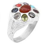 انگشتر چند سنگ نقره زنانه و مردانه دست ساز طرح طوسی + حرز امام جواد (ع)