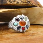 انگشتر چند سنگ نقره زنانه و مردانه دست ساز طرح طوسی + حرز امام جواد (ع) - Image 2