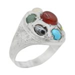 انگشتر چند سنگ نقره زنانه و مردانه دست ساز طرح بصیر + حرز امام جواد (ع)