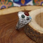 انگشتر چند سنگ نقره زنانه و مردانه دست ساز طرح بصیر + حرز امام جواد (ع) - Image 3