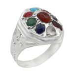 انگشتر چند سنگ نقره زنانه و مردانه دست ساز طرح جاهد + حرز امام جواد (ع)