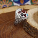 انگشتر چند سنگ نقره زنانه و مردانه دست ساز طرح جاهد + حرز امام جواد (ع) - Image 2