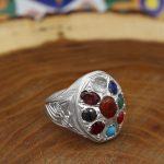 انگشتر چند سنگ نقره زنانه و مردانه دست ساز طرح جاهد + حرز امام جواد (ع) - Image 3