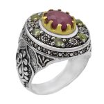 انگشتر چند سنگ نقره مردانه طرح طاهر