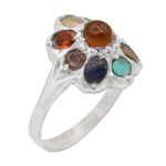 انگشتر چند سنگ نقره زنانه دست ساز طرح فرجام + حرز امام جواد (ع)