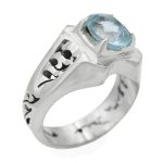 انگشتر توپاز الماس تراش نقره مردانه دست ساز طرح عماد