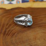 انگشتر توپاز الماس تراش نقره مردانه دست ساز طرح عماد - Image 2