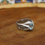 انگشتر توپاز الماس تراش نقره مردانه دست ساز طرح آرش - Image 2