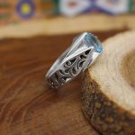 انگشتر توپاز الماس تراش نقره مردانه دست ساز طرح آرش - Image 3