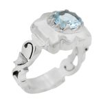 انگشتر توپاز الماس تراش نقره مردانه دست ساز طرح پویا