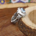 انگشتر توپاز الماس تراش نقره مردانه دست ساز طرح پویا - Image 3