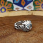 انگشتر توپاز الماس تراش نقره مردانه دست ساز طرح پویا - Image 2