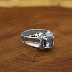 انگشتر توپاز الماس تراش نقره مردانه دست ساز طرح کیان - Image 2