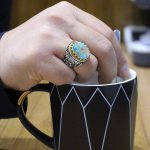 انگشتر فیروزه نیشابوری نقره مردانه طرح آمدم ای شاه - Image 4