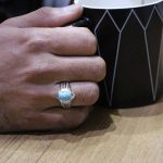 انگشتر فیروزه نیشابوری نقره مردانه دست ساز طرح هومن - Image 4