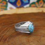 انگشتر فیروزه نیشابوری نقره مردانه دست ساز طرح هومن - Image 3