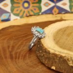 انگشتر فیروزه نیشابوری نقره زنانه طرح نوشین - Image 3