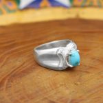 انگشتر فیروزه نیشابوری نقره مردانه دست ساز طرح بهبود - Image 2