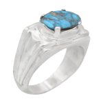 انگشتر فیروزه نیشابوری نقره مردانه دست ساز طرح عاصم