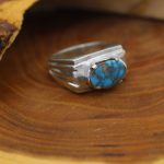 انگشتر فیروزه نیشابوری نقره مردانه دست ساز طرح عاصم - Image 2