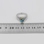 انگشتر فیروزه نیشابوری نقره مردانه دست ساز طرح دورطلایی رهیار - Image 5