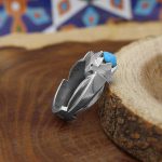 انگشتر فیروزه نیشابوری نقره مردانه دست ساز طرح روزبان - Image 3