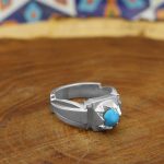 انگشتر فیروزه نیشابوری نقره مردانه دست ساز طرح روزبان - Image 4