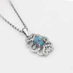 گردنبند فیروزه نیشابوری نقره زنانه طرح جواهر - Image 3