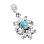 گردنبند فیروزه نیشابوری نقره زنانه طرح ماهک