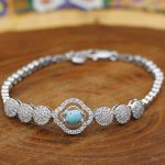 دستبند فیروزه نیشابوری نقره زنانه طرح عالیه - Image 2