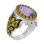 انگشتر آمیتیست نقره مردانه طرح عامر