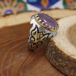 انگشتر آمیتیست نقره مردانه طرح عامر - Image 2