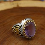 انگشتر آمیتیست نقره مردانه طرح عامر - Image 3