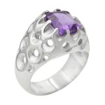 انگشتر آمیتیست نقره مردانه طرح ارسطو