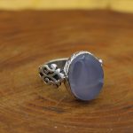 انگشتر عقیق کبود یمنی نقره دست ساز طرح غدیر + حرز امام جواد (ع) - Image 2