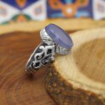 انگشتر عقیق کبود یمنی نقره دست ساز طرح غدیر + حرز امام جواد (ع) - Image 3