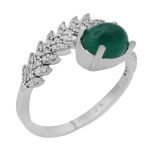 انگشتر عقیق سبز نقره زنانه طرح طنین